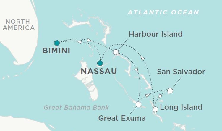 Crystal Cruises Bahamas Escapes Map