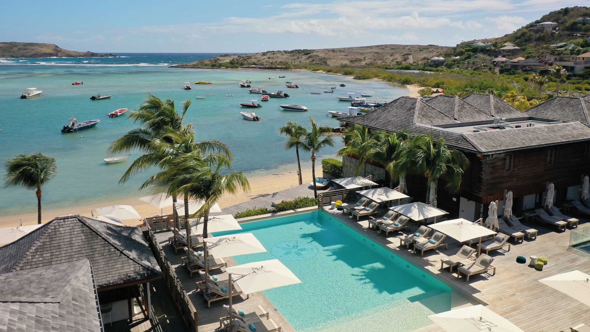 Drone Overview of Pool and Ocean