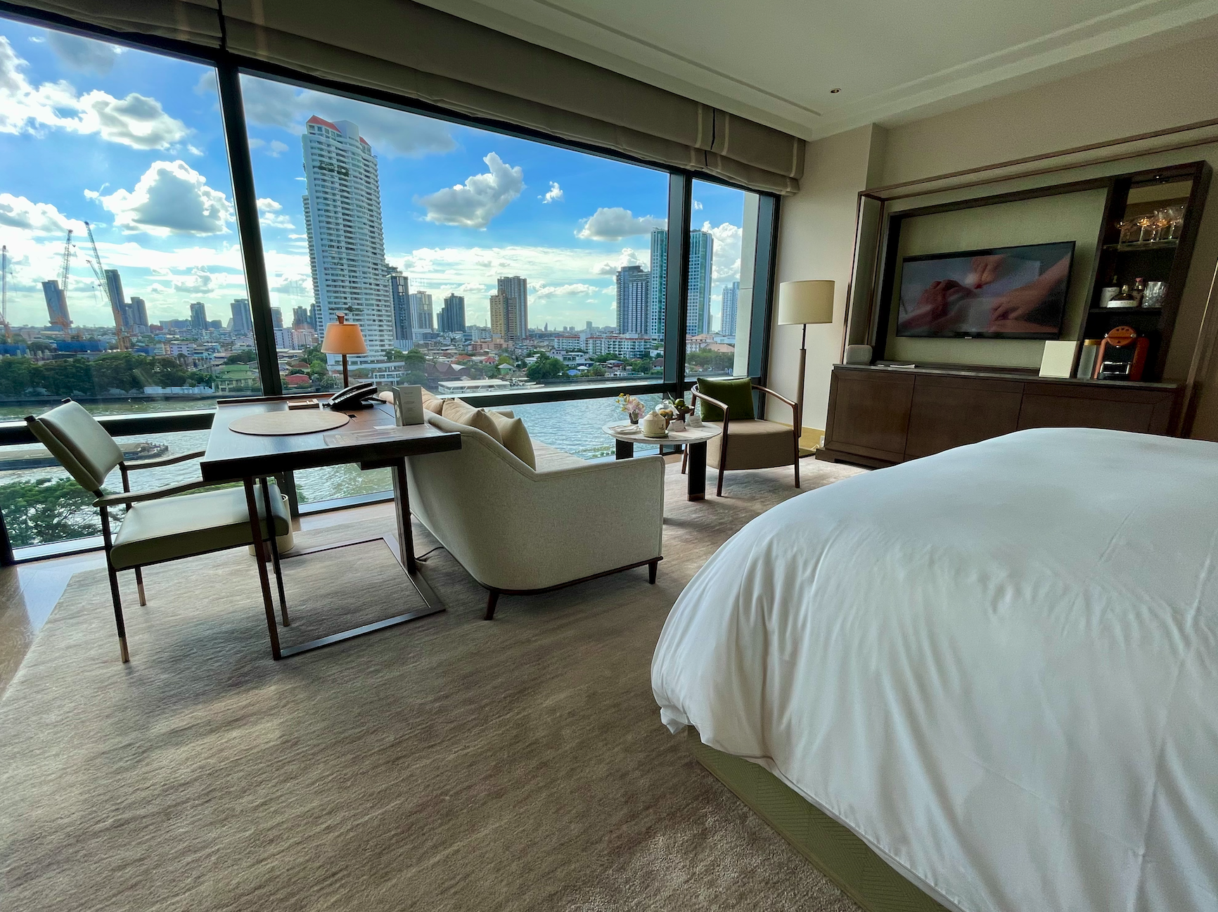 All rooms at the Capella Bangkok have views of the river.